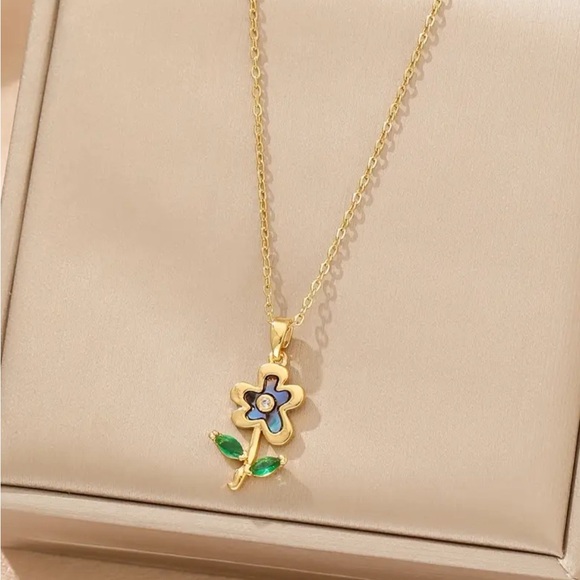 Stainless Steel Floral Necklace - Picture 3 of 3